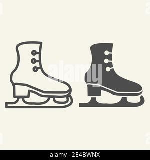 Skates ligne et icône pleine. Pictogramme de style contour de patins à glace sur fond blanc. Bottes pour le patinage artistique signe pour le concept mobile et la conception de Web Illustration de Vecteur