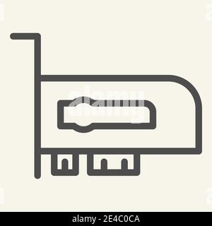 Icône de ligne de carte vidéo. Illustration du vecteur matériel isolée sur blanc. Design de contour de carte graphique, conçu pour le Web et l'application. SPE 10. Illustration de Vecteur