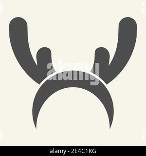 Icône en tissu de corne de cerf. Pictogramme de style glyphe de masque de renne sur fond blanc. Drôle de Noël renne cornes de corne pour le concept mobile et le Web Illustration de Vecteur
