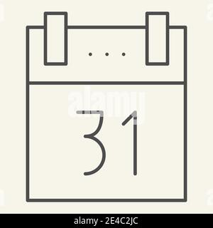 Icône de ligne mince du calendrier de la nouvelle année. Le 30 décembre en page calendrier contour style pictogramme sur fond blanc. Date de la veille du nouvel an pour le mobile Illustration de Vecteur