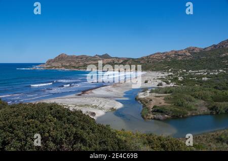 Vue sur le delta de l'Ostricone sur l'île française de Corse Banque D'Images