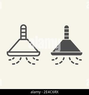 Ligne de hotte et icône fixe. Symbole de hotte aspirante de cuisine, pictogramme de style contour sur fond beige. Panneau de ventilation pour le concept mobile et la toile Illustration de Vecteur