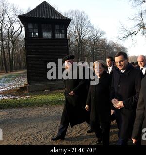 OSWIECIM, POLOGNE - 6 DÉCEMBRE 2019 : visite d'Angela Merkel à l'ancien camp de concentration nazi Auschwitz-Birkenau. Banque D'Images