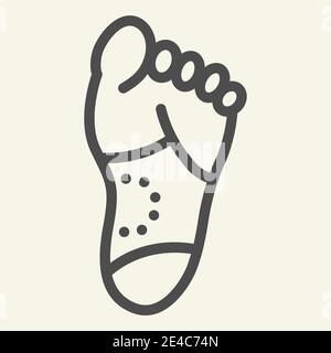 Icône de ligne de douleur des pieds. Pictogramme de style contour de goutte sur fond blanc. Recherchez le talon avec des ulcères pour le concept mobile et le web design. Graphiques vectoriels. Illustration de Vecteur