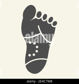 Icône de douleur des pieds. Pictogramme de style glyphe Gout sur fond blanc. Recherchez le talon avec des ulcères pour le concept mobile et le web design. Graphiques vectoriels. Illustration de Vecteur