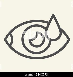 Œil avec icône de ligne de dépôt d'eau. Pictogramme de style contour de vision humaine sur fond blanc. Insérez le symbole yeux pour le concept mobile et la conception Web Illustration de Vecteur