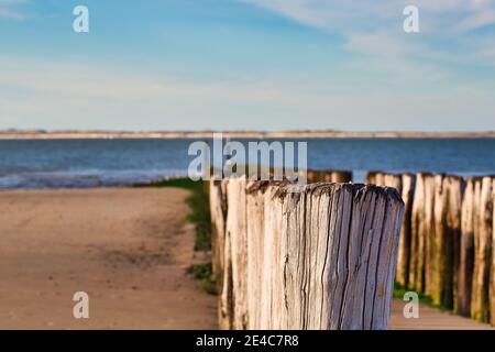 La plage du village hollandais de Breskens lors d'une chaude journée d'été à marée basse. Banque D'Images