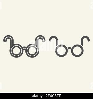 Ligne de lunettes et icône pleine. Lunettes symbole optique style contour pictogramme sur fond blanc. Lunettes médicales ou de lecture pour concept mobile Illustration de Vecteur