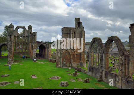 Ruines de l'abbaye de Melrose, ville de Melrose, Royaume-Uni, Ecosse, Iles britanniques, Grande-Bretagne Banque D'Images