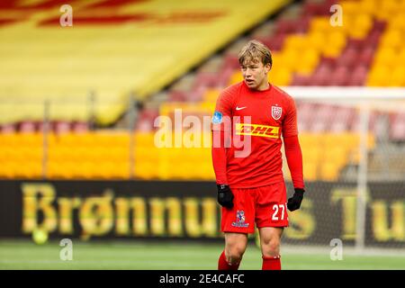 Farum, Danemark. 22 janvier 2021. Daniel Svensson (27) du FC Nordsjaelland vu pendant le match d'essai entre le FC Nordsjaelland et Viborg FF en droit de Dream Park, Farum. (Crédit photo : Gonzales photo/Alamy Live News Banque D'Images