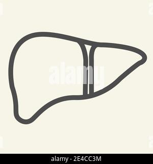Icône de ligne d'organe du foie. Pictogramme de contour du foie humain sur fond blanc. Signes de santé médicale pour le concept mobile et la conception de Web. Vecteur Illustration de Vecteur