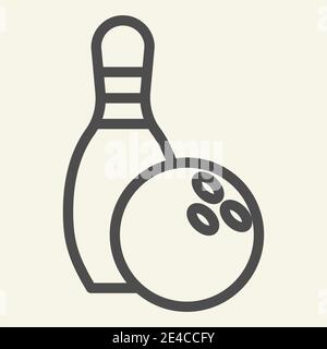 Icône de ligne de bowling. Pictogramme de style boule et quilles sur fond beige. Signes de sport et de loisirs pour le concept mobile et le web design Illustration de Vecteur