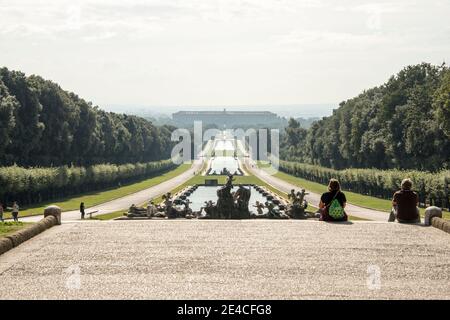 Parc et eau, Palais Royal de Caserta Banque D'Images