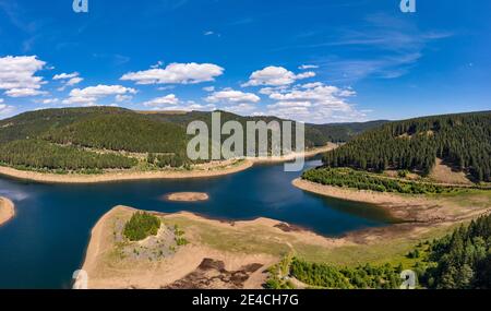 Allemagne, Thuringe, Goldisthal, barrage, forêt, vue aérienne Banque D'Images