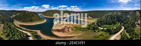 Allemagne, Thuringe, Goldisthal, barrage, forêt, vue aérienne, panorama à 360° Banque D'Images