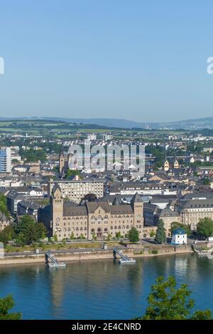 Ancien bâtiment du gouvernement de district prussien Office fédéral de la technologie de défense et de l'approvisionnement, BWB, vue d'Asterstein, Koblenz, Rhénanie-Palatinat, Allemagne, Europe Banque D'Images