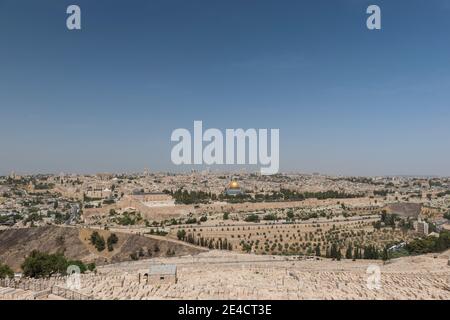 Moyen-Orient, Israël, Jérusalem, vue du Mont des oliviers sur la ville Banque D'Images