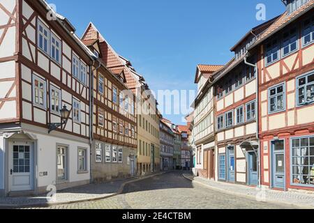 Allemagne, Saxe-Anhalt, Halberstadt, vieille ville historique, maisons à colombages Banque D'Images