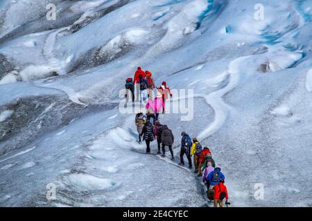 Randonnée sur glacier en Patagonie. Banque D'Images