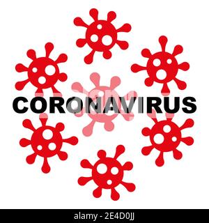 Illustration du vecteur du coronavirus avec logos de virus Covid-19 sur un blanc arrière-plan Illustration de Vecteur