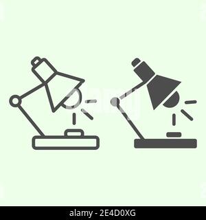 Lampe de bureau et icône fixe. Lampe de table pour la lecture et l'étude du pictogramme de style contour sur fond blanc. L'école et les signes de connaissances pour mobile Illustration de Vecteur