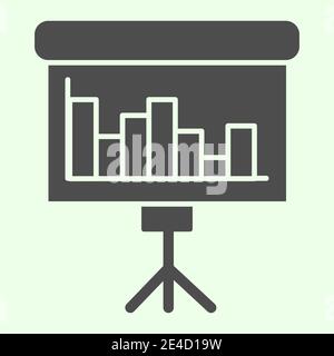 Une icône solide pour la présentation professionnelle. Tableau de conférence avec pictogramme de style glyphe sur fond blanc. Rapport de statistiques de tableau blanc pour mobile Illustration de Vecteur