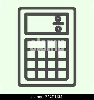 Icône de ligne de calcul. Pictogramme de contour de machine à calculer de bureau sur fond blanc. Appareil de mathématiques électronique professionnel pour la comptabilité Illustration de Vecteur