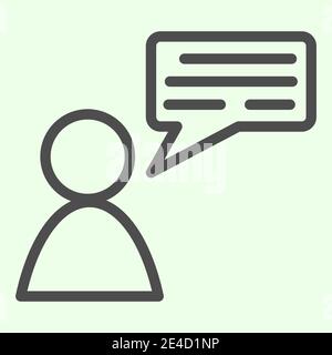 Icône de la ligne de conversation de l'employé. Business Manager avec pictogramme de style contour de message de chat sur fond blanc. Messagerie de bureau avec bulle de la parole pour Illustration de Vecteur
