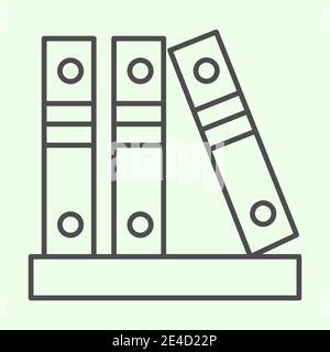 Icône de ligne mince des dossiers Office. Une rangée de reliures présente un pictogramme de style sur fond blanc. Trois classeurs professionnels avec fichiers d'archivage pour mobile Illustration de Vecteur