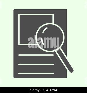 Icône de recherche solide. Document de recherche de données et pictogramme de style glyphe en verre de loupe sur fond blanc. Explorez et recherchez des informations sur les appareils mobiles Illustration de Vecteur