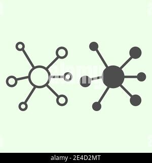 Icône de ligne de cellules et de solide. Symbole de molécule d'ADN ou de DNK représentant un pictogramme de style sur fond blanc. La science et l'éducation signes pour le concept mobile et Illustration de Vecteur