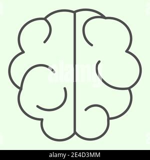 Icône de ligne mince du cerveau. Symbole de l'esprit humain ou de l'intelligence, contour de style pictogramme sur fond blanc. Développement et signes d'idée pour le concept mobile et Illustration de Vecteur
