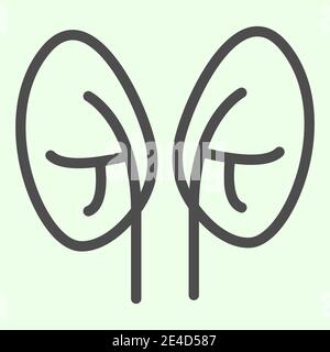 Icône de ligne de reins. Paire de pictogrammes de contour d'organe de rein humain sur fond blanc. Signes d'anatomie et d'organes pour le concept mobile et la conception de Web Illustration de Vecteur