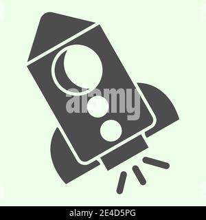 Icône missile solide. Vol d'attaque à la roquette avec pictogramme de style glyphe de flamme sur fond blanc. Science et recherche signes pour le concept mobile et le web Illustration de Vecteur