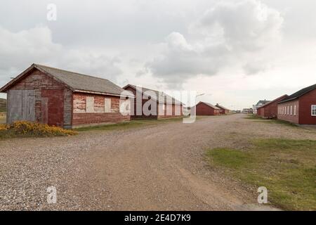 Thybore, Danemark - 23 octobre 2020 : les bâtiments historiques uniques encore utilisés par le département de protection des côtes de Thyboroen, Danemark Banque D'Images