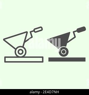 Ligne de panier de bâtiment et icône pleine. Construction de jardin, symbole de chariot vide, pictogramme de style contour sur fond blanc. Panneau de vecteur de réparation à domicile pour Illustration de Vecteur