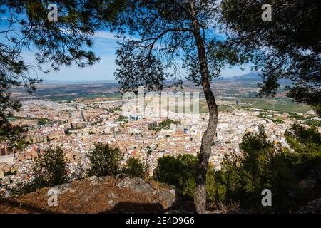 Vue panoramique de Jaen depuis Cruz de Castillo. Andalousie, sud de l'Espagne Europe Banque D'Images