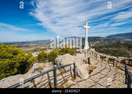 Vue panoramique de Jaen depuis Cruz de Castillo. Andalousie, sud de l'Espagne Europe Banque D'Images