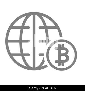 Icône de la gamme économie mondiale. Illustration vectorielle représentant un globe et un symbole bitcoin isolée sur du blanc. Design global Economy, conçu pour le Web et les applications Illustration de Vecteur