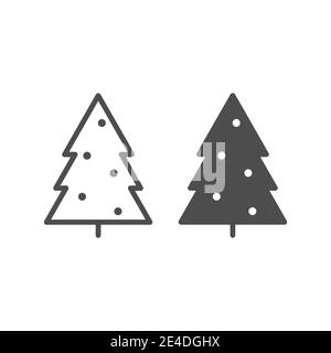 Ligne de l'arbre de Christmass et icône de glyphe. Illustration vectorielle sapin isolée sur blanc. Décoration de Noël design de style contour, conçu pour le Web et l'application Illustration de Vecteur