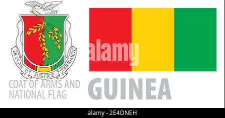 Ensemble vectoriel du blason et du drapeau national De Guinée Illustration de Vecteur