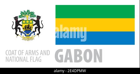 Ensemble vectoriel du blason et du drapeau national Du Gabon Illustration de Vecteur