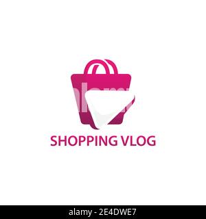 Image de conception de logo vlog de shopping moderne. Voir la vidéo Lire logo modèle Design Vector avec design de style d'espace négatif Illustration de Vecteur