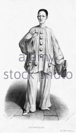 Commedia dell'arte, Debureau Pierrot, illustration ancienne des années 1800 Banque D'Images