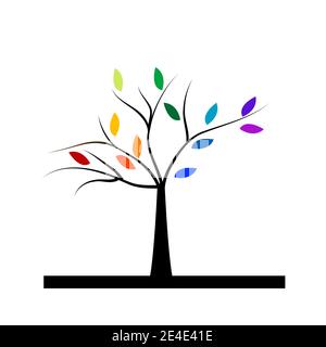 Arbre arc-en-ciel isolé sur fond blanc Illustration de Vecteur