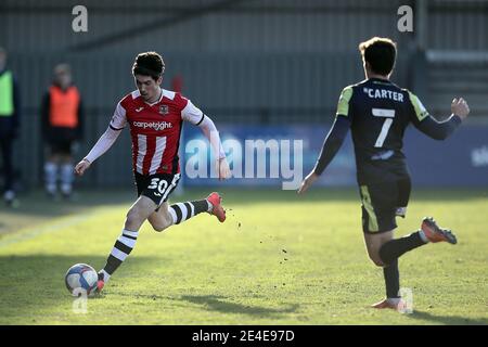 Exeter, Royaume-Uni. 23 janvier 2021. Joshua Key de la ville d'Exeter lors de la Sky Bet League 2 derrière des portes fermées, match entre la ville d'Exeter et Stevenage au parc St James' Park, Exeter, Angleterre, le 23 janvier 2021. Photo de Dave Peters/Prime Media Images. Crédit : Prime Media Images/Alamy Live News Banque D'Images