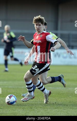 Exeter, Royaume-Uni. 23 janvier 2021. Alex Hartridge d'Exeter City pendant la Sky Bet League 2 derrière des portes fermées match entre Exeter City et Stevenage à St James' Park, Exeter, Angleterre le 23 janvier 2021. Photo de Dave Peters/Prime Media Images. Crédit : Prime Media Images/Alamy Live News Banque D'Images