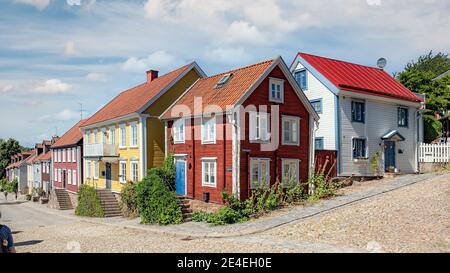 RONNEBY, SUÈDE - 01 AOÛT 2020 : les rues colorées de la ville. Banque D'Images