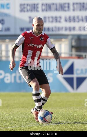 Exeter, Royaume-Uni. 23 janvier 2021. Nicky Law of Exeter City pendant la Sky Bet League 2 derrière des portes fermées, match entre Exeter City et Stevenage au St James' Park, Exeter, Angleterre, le 23 janvier 2021. Photo de Dave Peters/Prime Media Images. Crédit : Prime Media Images/Alamy Live News Banque D'Images