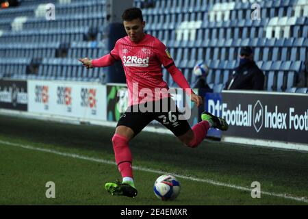 Londres, Royaume-Uni. 23 janvier 2021. Lee Buchanan du comté de Derby en action pendant le match. EFL Skybet Championship Match, Queens Park Rangers v Derby County au Kiyan Prince Foundation Stadium, Loftus Road à Londres, le samedi 23 janvier 2021. Cette image ne peut être utilisée qu'à des fins éditoriales. Utilisation éditoriale uniquement, licence requise pour une utilisation commerciale. Aucune utilisation dans les Paris, les jeux ou les publications d'un seul club/ligue/joueur. photo par Steffan Bowen/Andrew Orchard sports photographie/Alay Live news crédit: Andrew Orchard sports photographie/Alay Live News Banque D'Images